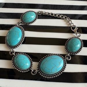 Turquoise Western Chain Clasp Adjustable Bracelet